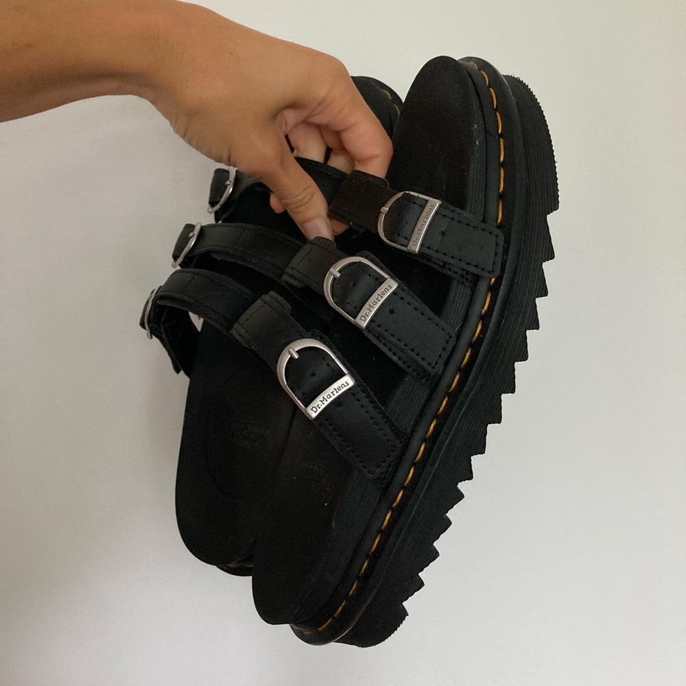 Dr. Martens Black Sandals with Silver Buckles